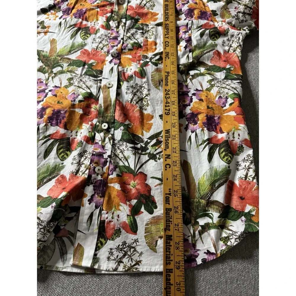 Alan Flusser Men's Large Floral Short Sleeve Button Up Shirt Tropical, Colorful - Picture 9 of 11
